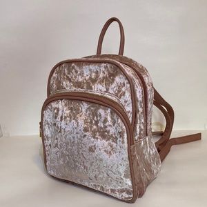 Rose pink velvet backpack